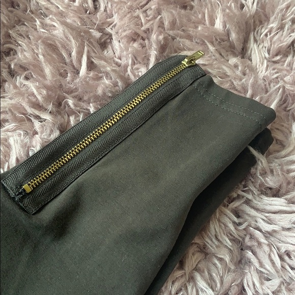 Olive Green Leggings with Ankle Zipper - Picture 2 of 5